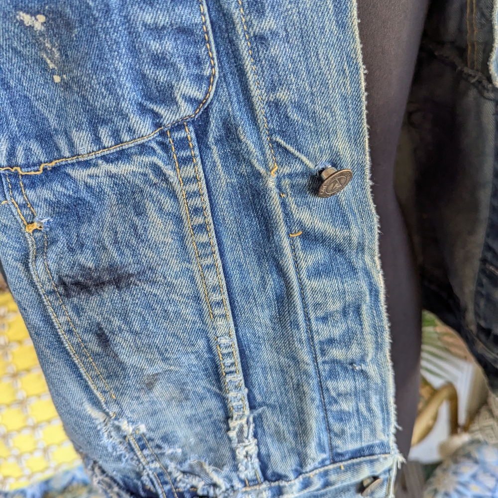 Vintage 80s Graffiti Trucker Jacket M? Blue Jean Jacket Punk Denim - Picture 8 of 16